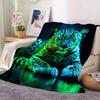 Fluorescent Leopard Throw Blanket, Neon Animal Print Blanket for Sofa Bed Travel Camping Decor