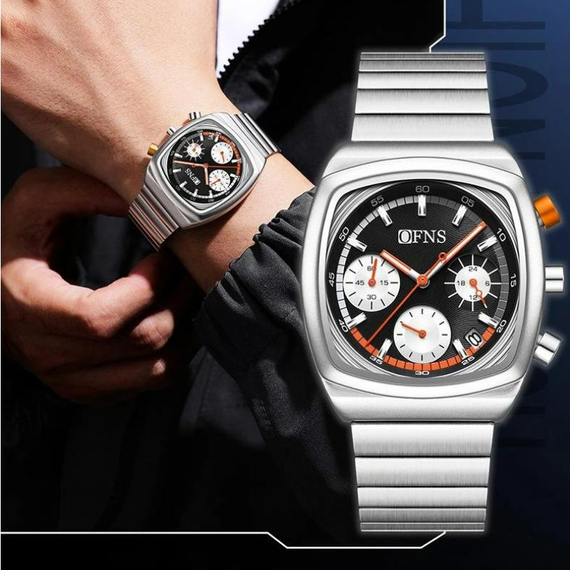 Módní pánské náramkové hodinky Chronograf Datum Vodotěsné Svítící Pánské hodinky Nerezová ocel Luxusní Křemenné Pánské hodinky