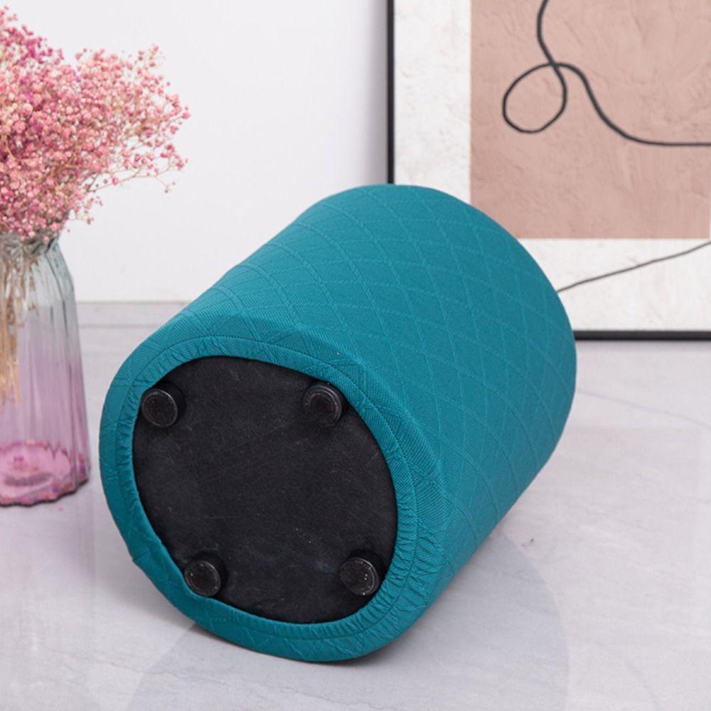 Durable Solid Color Jacquard Ottoman Cover Round Soft Footrest Slipcover Elastic Square Stool Cover Living Room