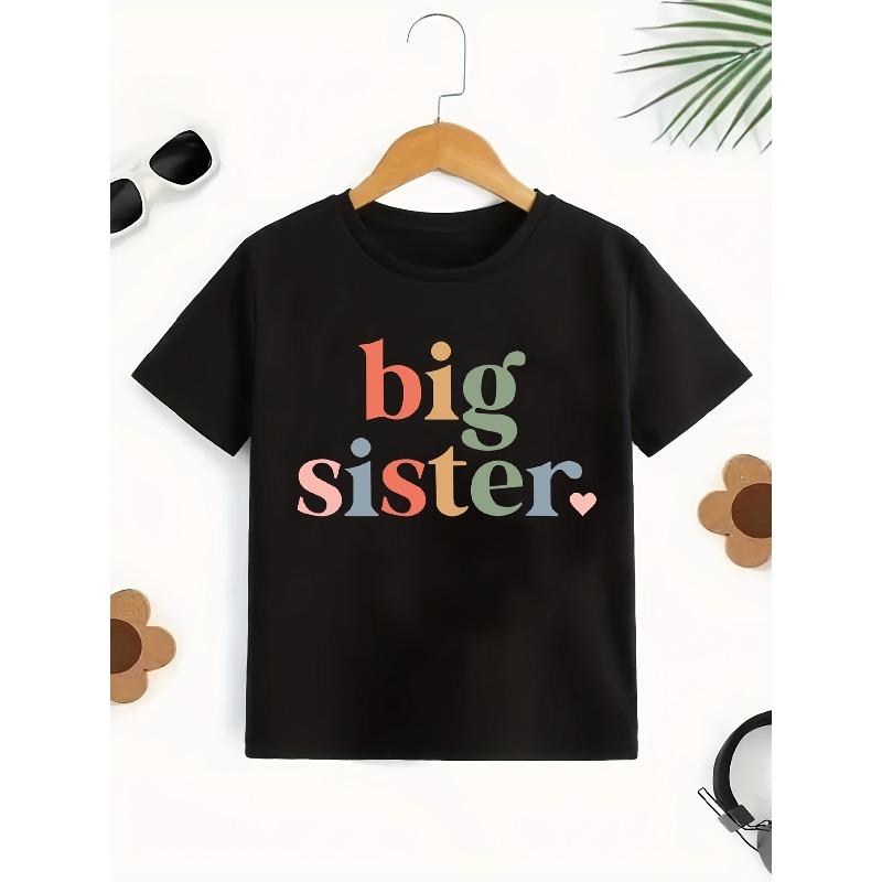 European sizes Toddler Girls Letter Round Neck Tees Top | Kids Summer Clothes