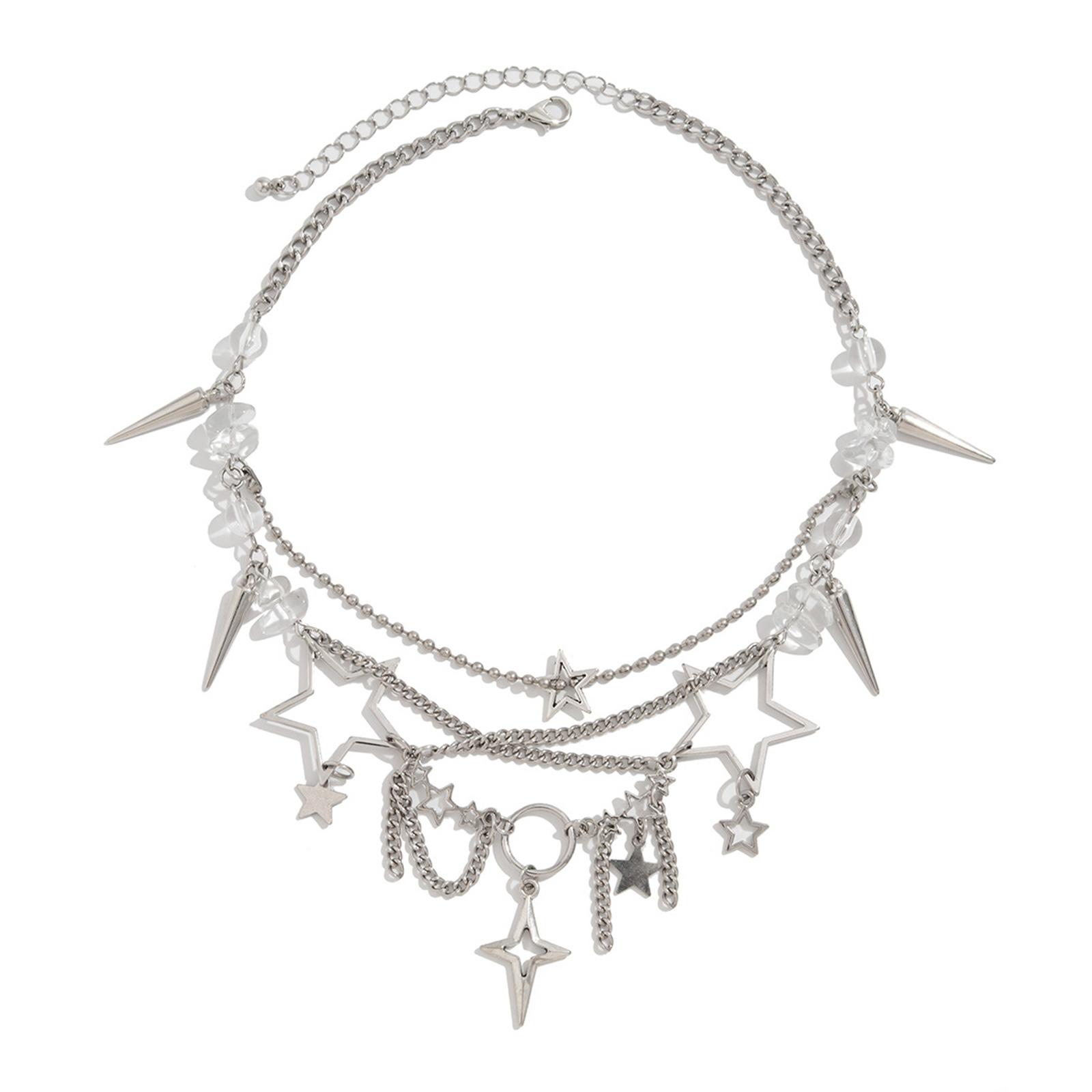 

Стильное многослойное ожерелье с подвеской в виде звезды и нерегулярными кисточками для повседневной носки