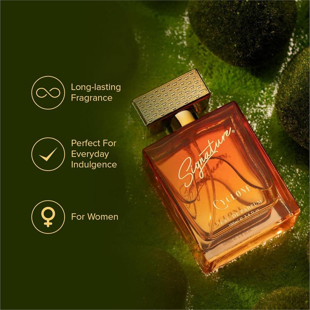 SIGNATURE AURA Cyclone Eau De Parfum for Women | Long Lasting Perfume | Aromatic Green Fragrance | Mandarin, Orange, Freesia & White Musk