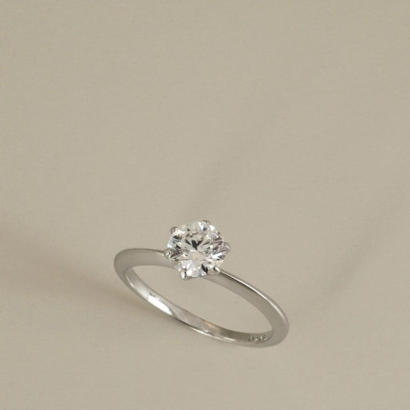 ozel [Custom Made] Silver925 Moissanite 0.8CT 6 Prong Setting Ring PS091R