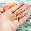 Emanco Women's Earrings Exaggerated Hollow-out Double Hoop Earrings Unique Stainless Steel Geometric Pendant Earrings