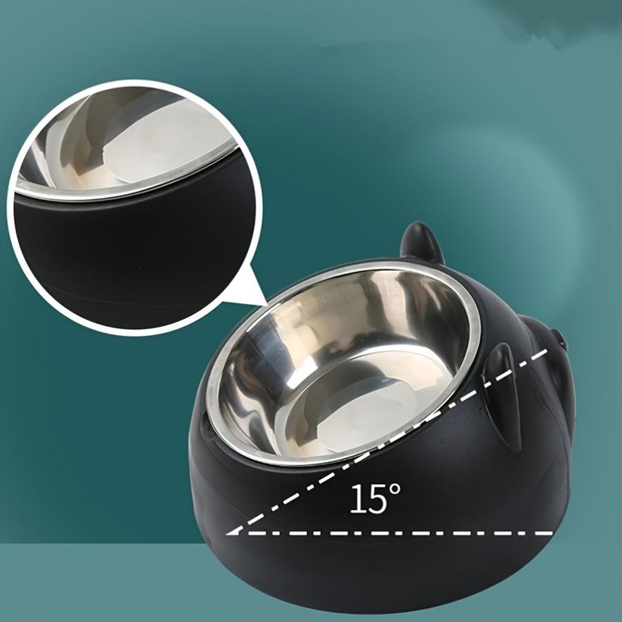 Stainless Steel Cat Dog Food Bowl Ergonomic Slanted Design for Neck Support Automatic Feeding Pet Utensil Set