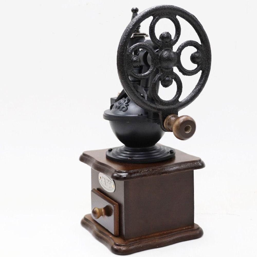 Wood Coffee Mill Burr Hand Cranked Coffee Grinding Machine Vintage Coffee Bean Grinder  Gift