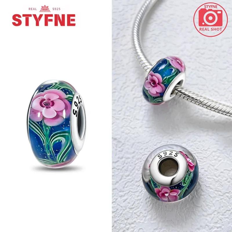 Copper Colorful Flower Series Murano Glass Beads Luxury Charm Fit Original Braceletdiy Fine Jewelry Gift For Women