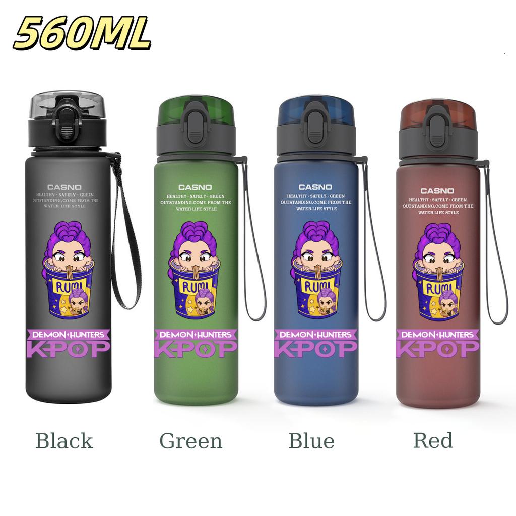 560ML KPop Demon Hunters Plastic Cartoon Pattern Water Cup Tall Superior Quality Children Outdoor Sports Drinking Water Bottle Birth Date Present
