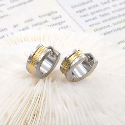 Tweekleurige Ronde Oorbellen van Titanium Staal, High-End Oorbellen, Gepersonaliseerde Eenvoud, Gouden Oorringen