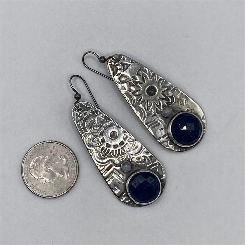 Vintage Silver Color Oval Flower Geometry Earrings for Women Long Dangle Earrings Wedding Engagement Jewelry