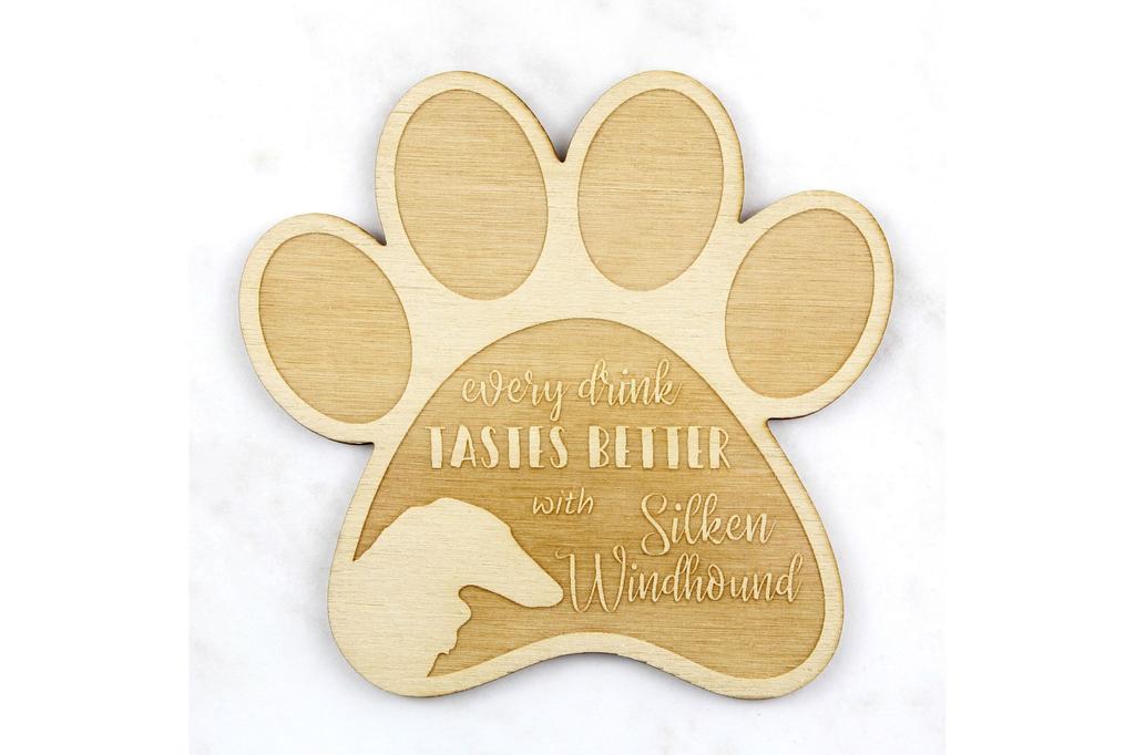 Silken Windhound - Sottobicchiere per tazza, sottobicchiere inciso con cane, regalo per gli amanti dei cani del marchio Art-Dog