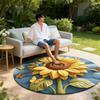 Diatomaceous Earth Floor Mat 3D Sunflower Pattern Plush Quick Drying Non-Slip Absorbent Bath Mat Super Absorbent Floor Mat