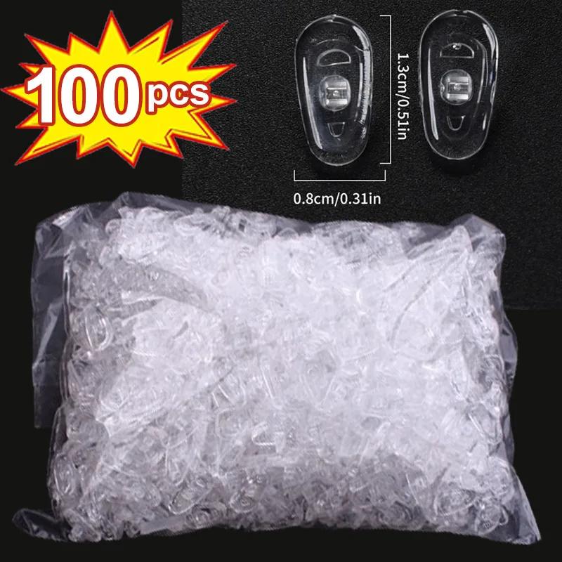 10/100PCS Air Chamber Clear Oval Eyeglass Nose Bracket Silicone Nose Pads Eyewear Anti-drop Sunglasses Glasses Accessories