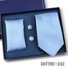 Men's Black Striped 3-Piece Gift Set: Hand-Tied 8cm Tie with Pocket Square & Cufflinks
