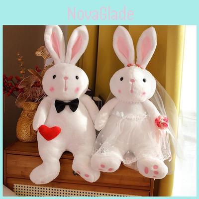 Cute Wedding Bunny Plush Toys Set Cozy Decor For Marriage Home With Heartflower Bouquets