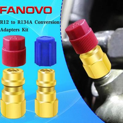 1 Set R12 To R134a Conversion Kit Air Conditioner Filling Valve Fittings Port Adapter Retrofit Quick Disconnect Couplers