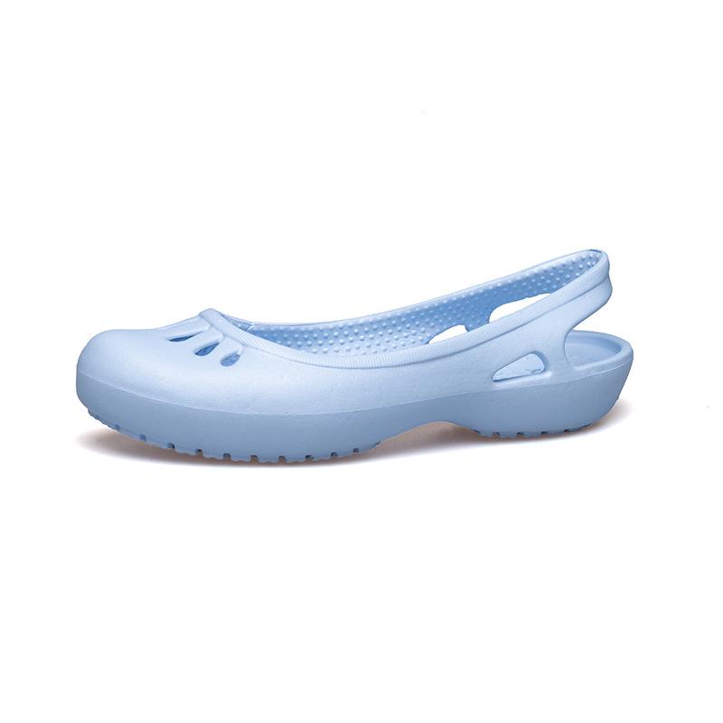 Merlindi Damen Leichte Weiße Rutschfeste Schuhe mit Geschlossener Zehenpartie für Krankenschwestern & Gartenarbeit 39 Half Size Larger himmelblaue