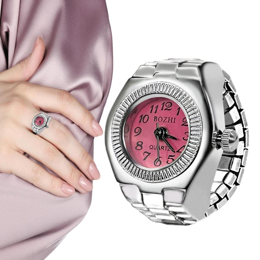 Orologio da dito punk vintage Mini cinturino elastico in lega Orologi Anelli per coppie Orologio per gioielli Orologio al quarzo romano retrò Anello per donna e ragazza