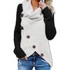 Autumn/Winter Women's Long-Sleeve Irregular Knit Color Block Button Sweater