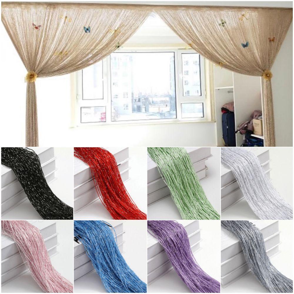 100cm*200cm Straight Line Curtains Multicolor Straight Line Silk Thread Curtains Tassel Silver Wire Tassel Curtains