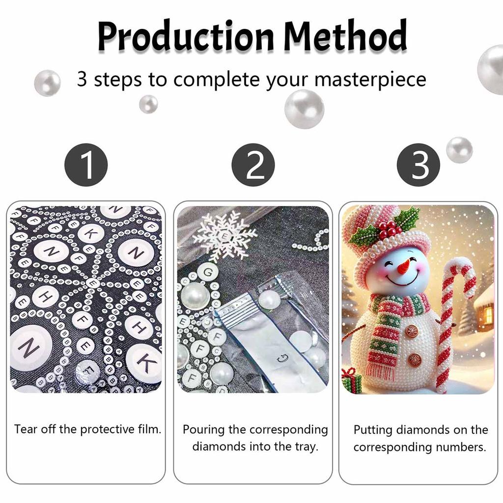 Christmas Snowman Candy Cane Pearl Painting Art Painting Kit Handmade DIY Home Decoration Painting