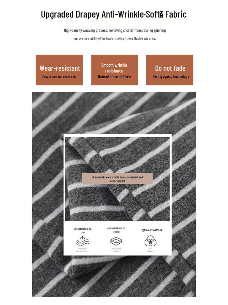 Autumn 2024 Women's Striped Wide-Leg Tie-Waist Pants - Casual, Floor-Length Trousers