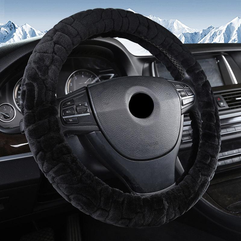 DERMAY Plush Steering Wheel Cover Short Fur Non-slip Design M Size for Vw Passat Bmw Kia Chevrolet Etc. 95%Cars Winter 2017 New