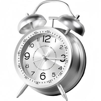 Ceas deșteptător YYDS cu alarmă puternică, Multifuncțional, Ușor, Stil Nordic, cu Iluminare de fundal, Bateriile se vând separat (Argintiu, 4 inch)