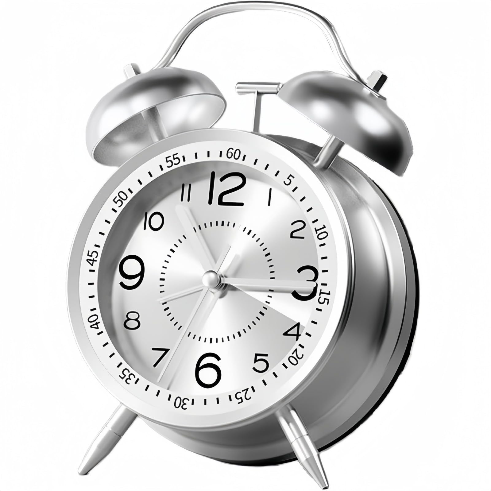 

YYDS Громкий будильник, Многофункциональный, Легкий, Скандинавский стиль, С подсветкой, Батарейки продаются отдельно (Серебристый, 4 дюйма)