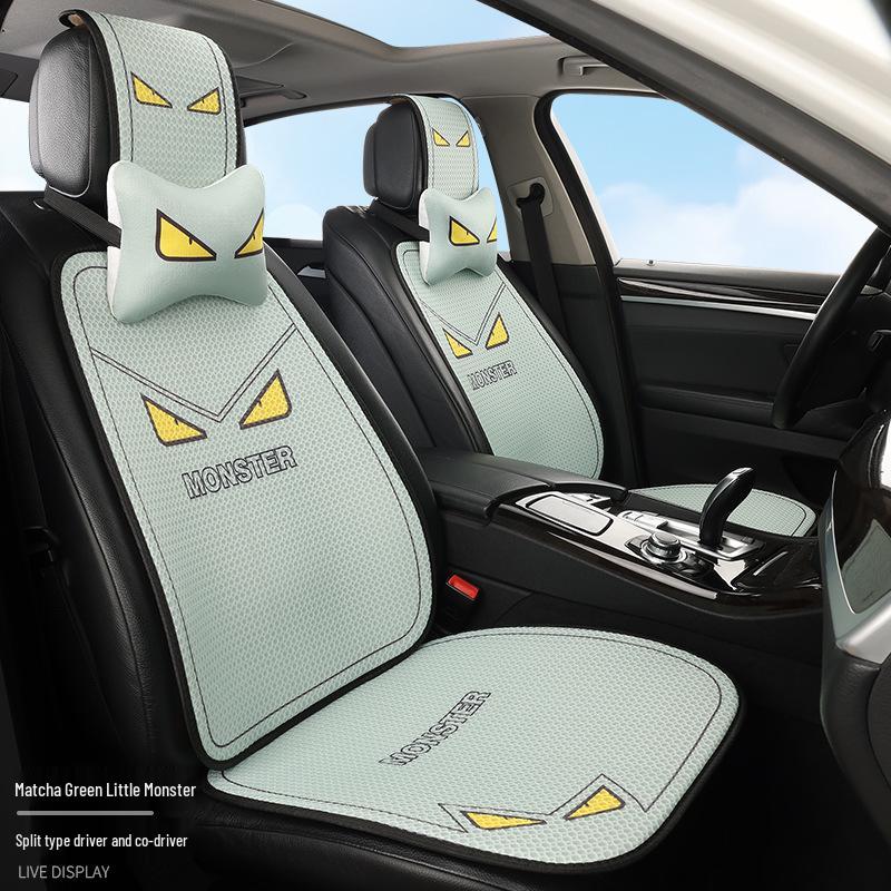 Universal Cartoon Linen Car Seat Cushion - Warm, Stylish, Four Seasons Comfort