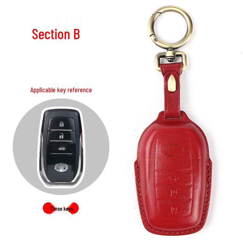 Genuine Leather Key Case for Toyota: Camry, Corolla, Highlander, RAV4, CHR, and Levin.