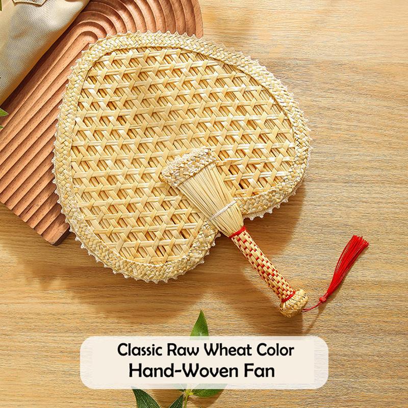 1Pcs Round Natural Pushan Environmentally Friendly Chinese Style Decorative Diy Woven Fan Cooling Fan Home Decoration Hand Fans