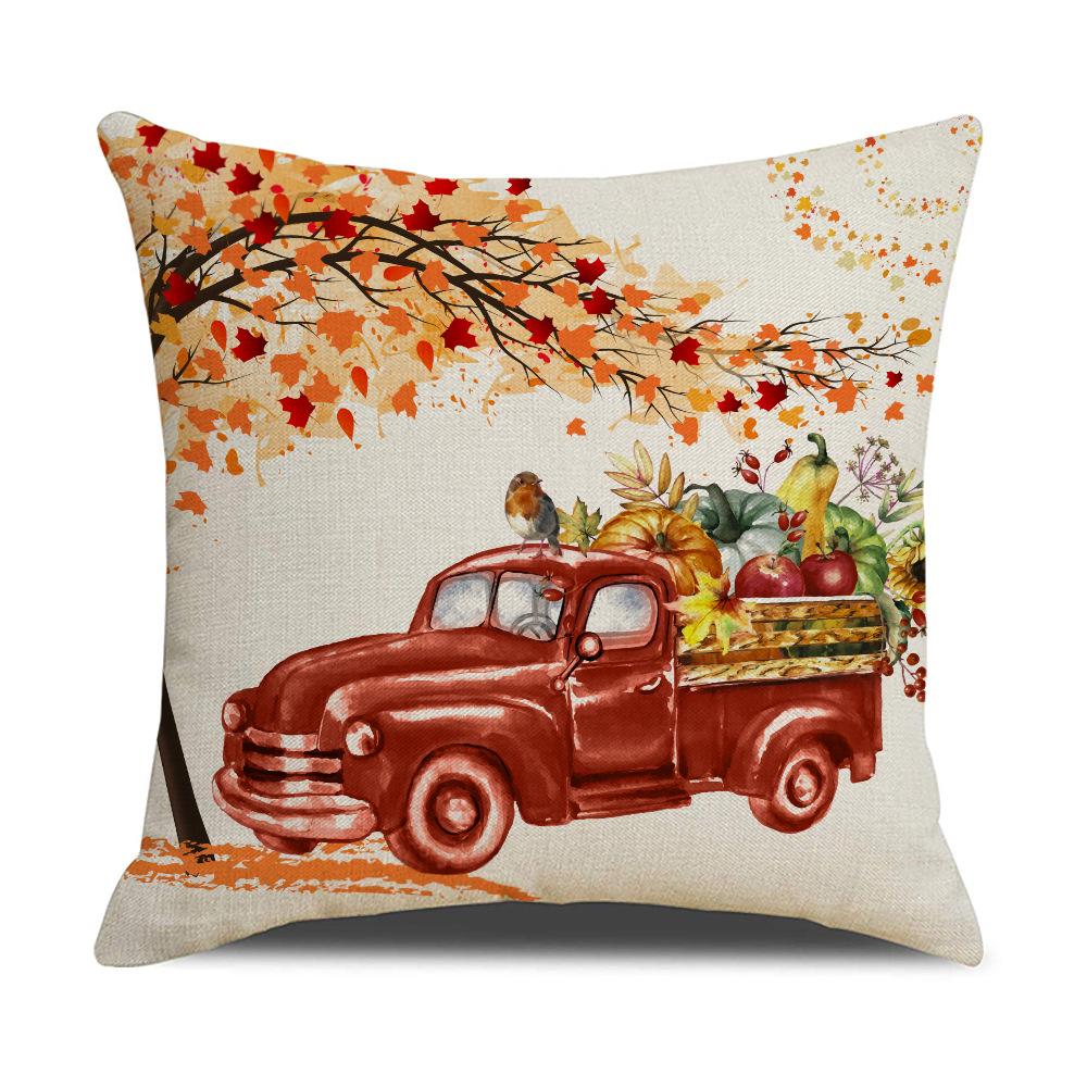 Linen Thanksgiving Pillowcase Maple Leaf Autumn Harvest Festival Pillowcase Sofa Cushion