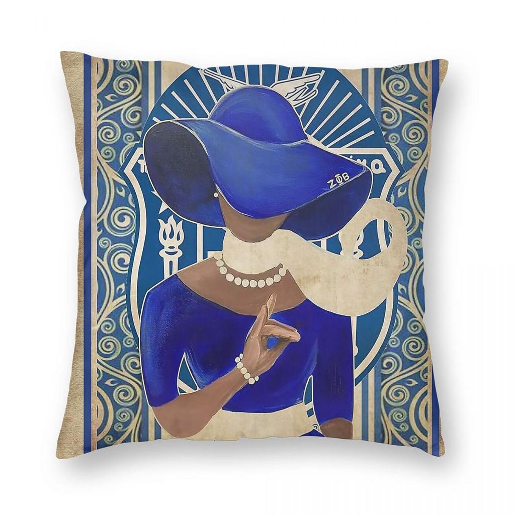 Zeta Phi Beta Pillowcase Polyester Linen Velvet Creative Zip Decor Pillow Case Sofa Seater Cushion Cover