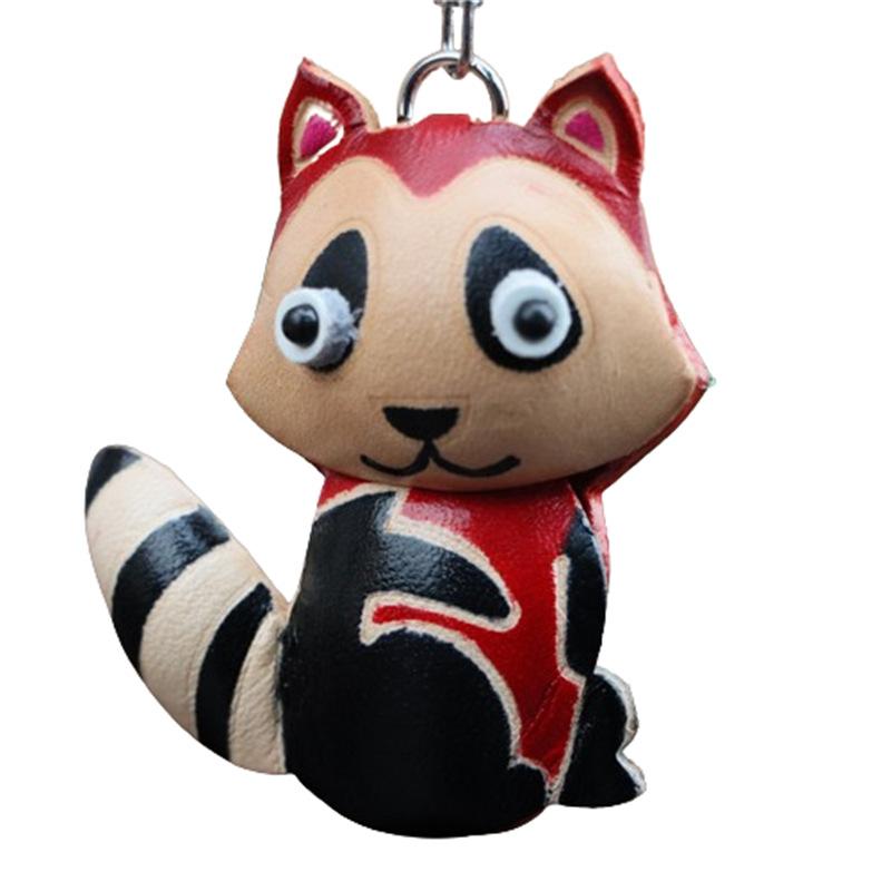 First Layer Cowhide Raccoon Keychain Pendant, Locomotive Car Key Chain Accessories, Bag Pendant, Cute Trendy