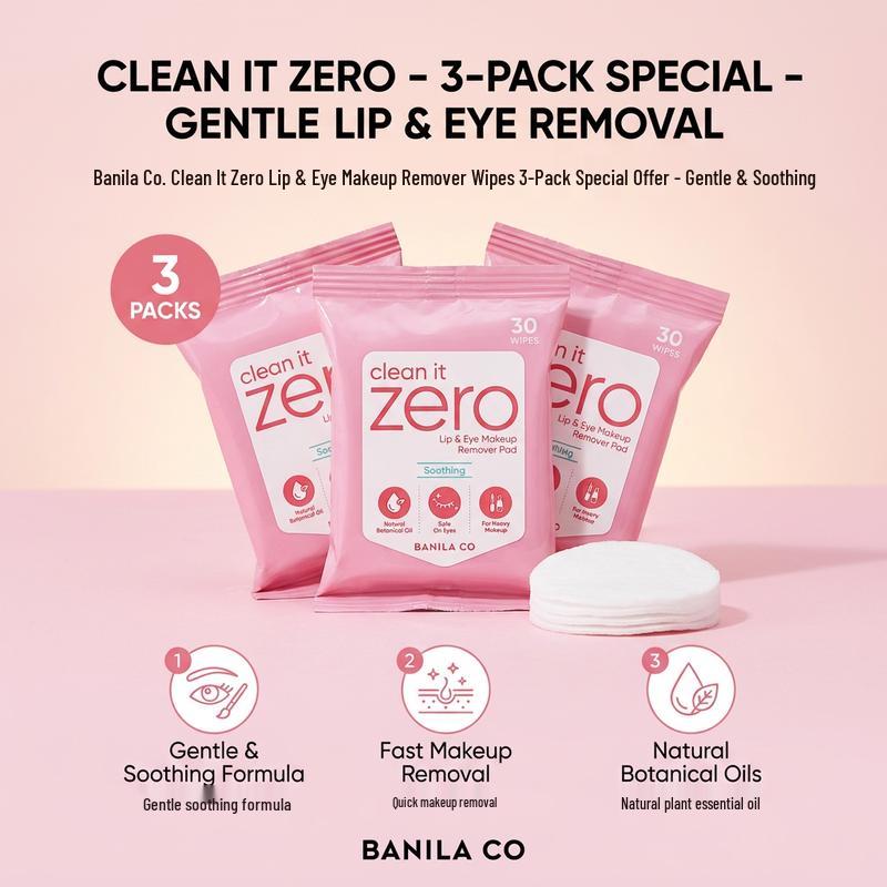 Banila Co Очищающие салфетки Clean It Zero для снятия макияжа с глаз и губ (успокаивающие)