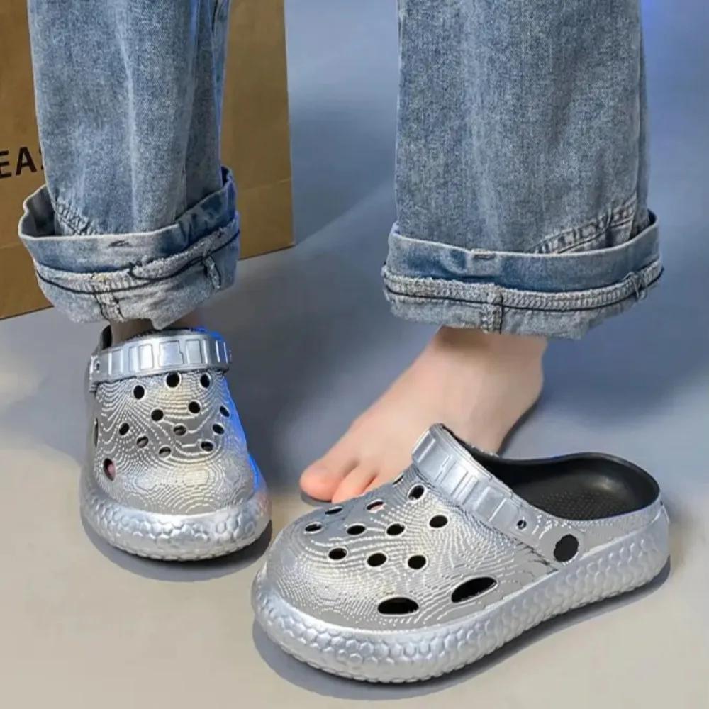 2025New large-sized fashionable thick-soled slippers for men and women, casual sports men's shoes, breathable wading beach shoes