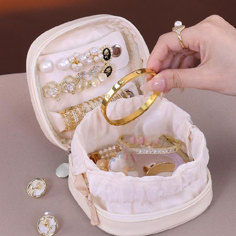 Portable Leather Jewelry Pouch With Drawstring Top Holds Earrings Necklaces Rings Storage Solution For Daily Carry