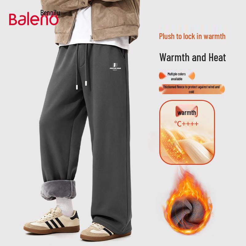 Baleno Men's Winter Loose-Fit Wide-Leg Warm Casual Pants