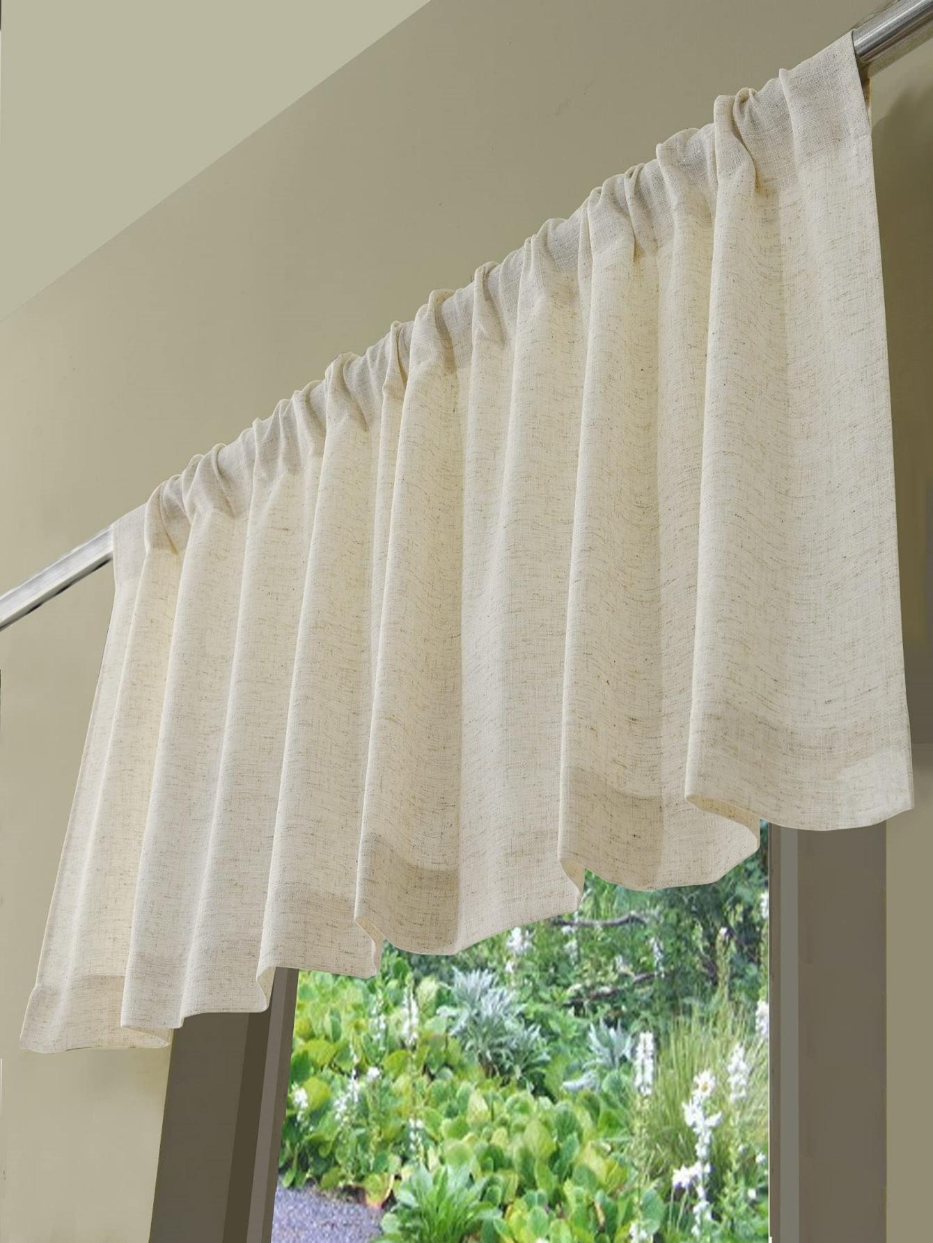 Stevige Raamband Moderne Polyester Beige Gordijn Voor Huis Japanse Stangzak Voor Woonkamer Slaapkamer Keuken 1pc W130xL100cm&Rod pocket beige