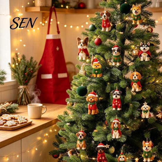 Huisdier Thema Vakantie Countdown Cadeaus Hond Adventskalender, 2D Acryl Rassen Ornamenten, 24 Dagen Kerstfeest Bedankjes voor Liefhebbers Kalender
