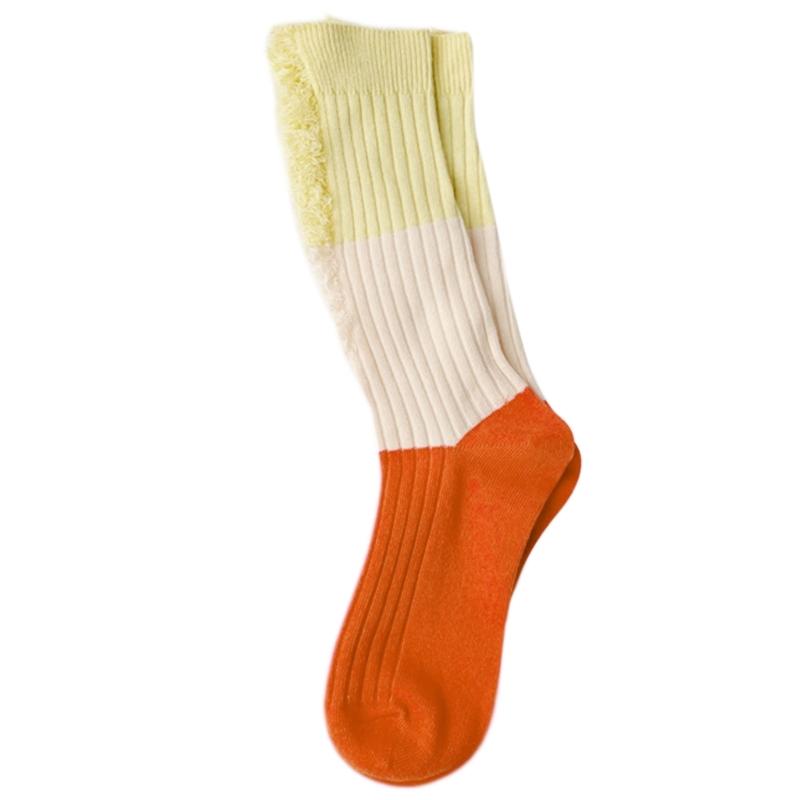 

Women Men Ripped Destroyed Crew Socks Harajuku Personality Hollow-Out Holes Tassel Colorblock Cotton Calf High Socks One Size оранжевый