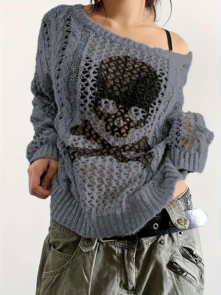 Women's Autumn/Winter Skull Round Neck Street Style Sweater