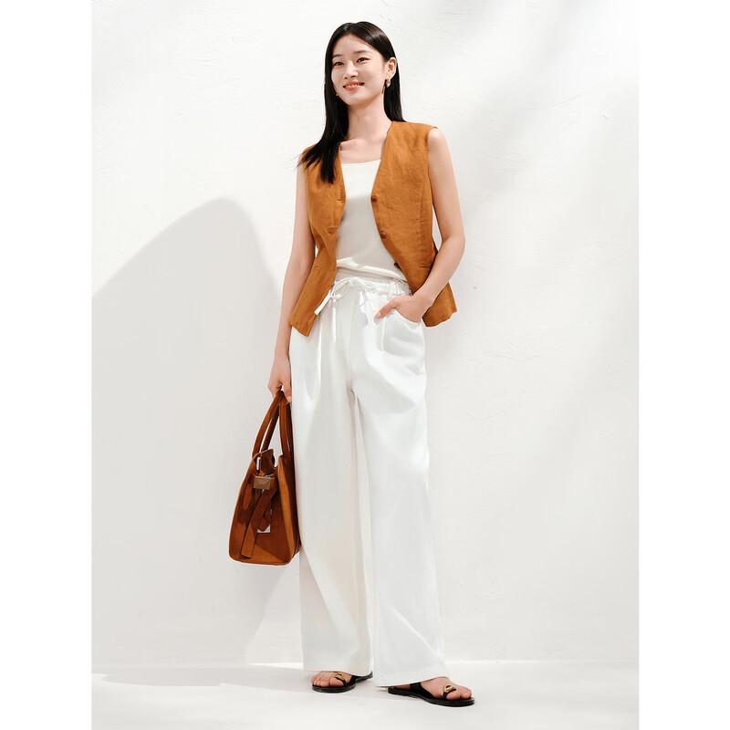 

JUZI ANNACO Women s Relaxed Retro Elastic Waist Loose Denim Wide-Leg Pants L