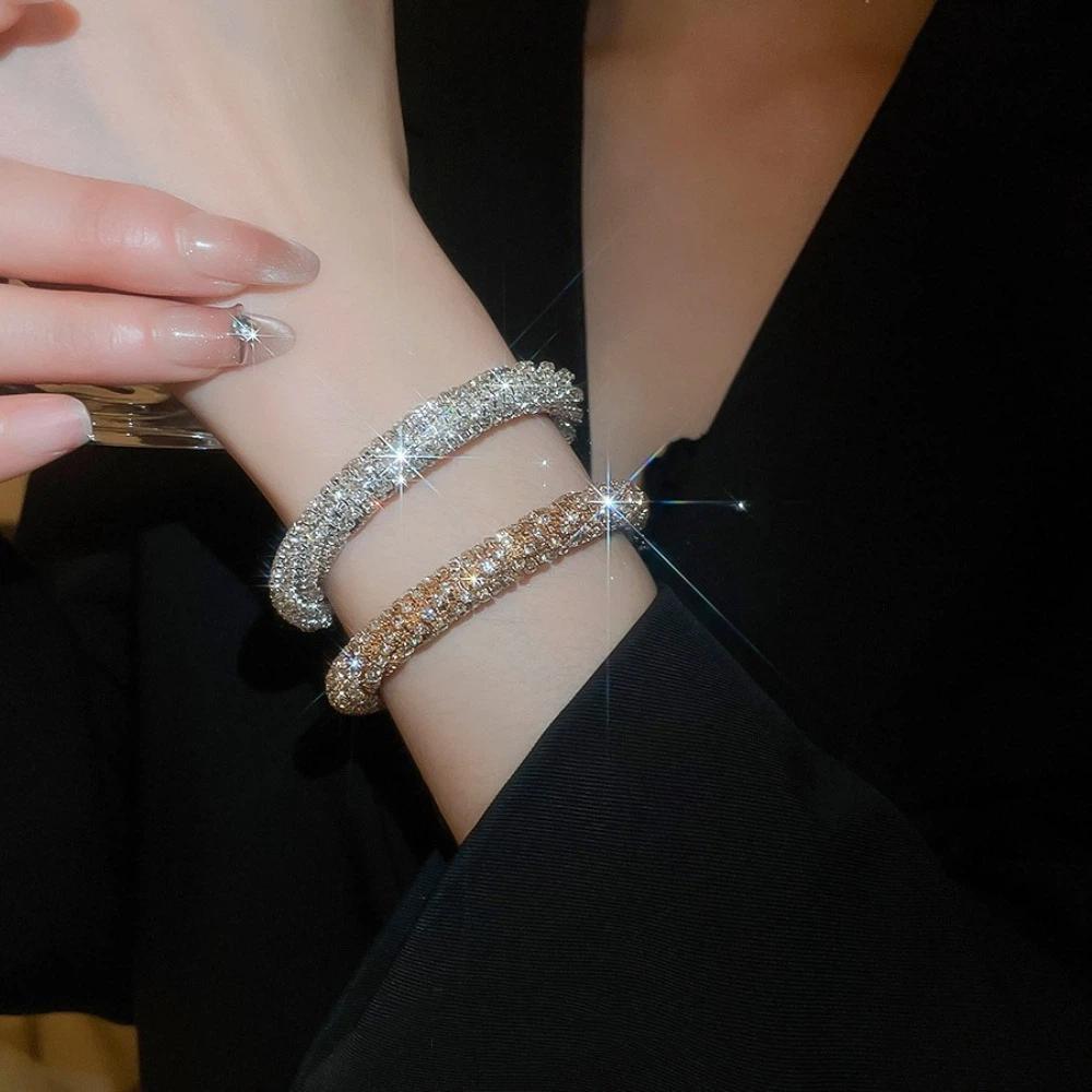 Exquisite Open Bracelet Size Adjustable Open Bangle New Full Rhinestone Bracelet  Women Fashion
