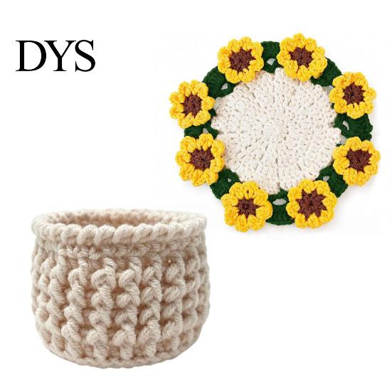 Desktop Plant Pot Stand Crochet Flower Bouquet Coaster, Handmade Knit Rose Mug Mat Transforms Into Bouquet, 2-in-1 Cozy Coffee Bar Decor Drink Coaster