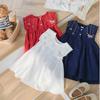 Summer Girls Sleeveless Dress Embroidered Collar Jacquard Carousel Pattern Baby Dress