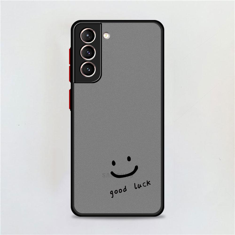 Smiley Face Stripes Matte Case For Samsung Galaxy S22 S20 S21 FE S10 S9 Plus S8 Capa Note 20 Ultra 10 Lite Phone Fundas