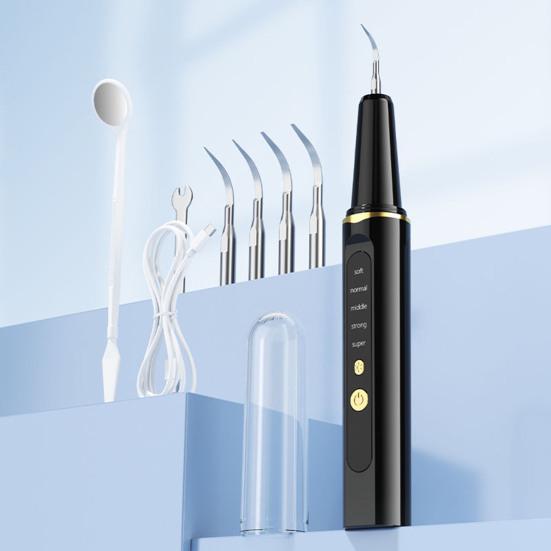 מסיר אבנית שיניים עם 1-4 ראשים להחלפה הסרת אבנית ופלאק כלי דנטלי לבית ולנסיעות נטען אולטרסוני חשמלי לניקוי שיניים