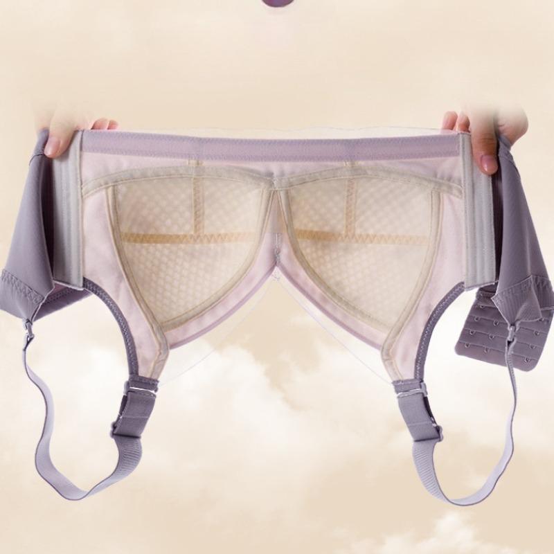 Push-up Thin Full-cup Bra That Supports Side Breast Tissue Wire-free Makes Large Breasts Appear Smaller and Prevents Sagging